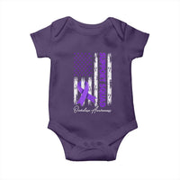 Support Squad Overdose Awareness Baby Onesie Purple Ribbon American Flag Graphic