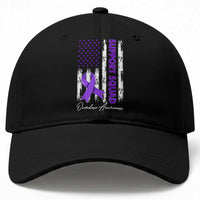 Support Squad Overdose Awareness Baseball Cap Purple Ribbon American Flag Graphic