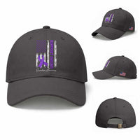 Support Squad Overdose Awareness Baseball Cap Purple Ribbon American Flag Graphic