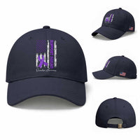 Support Squad Overdose Awareness Baseball Cap Purple Ribbon American Flag Graphic