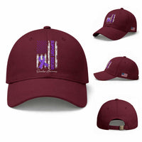 Support Squad Overdose Awareness Baseball Cap Purple Ribbon American Flag Graphic