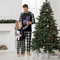 Support Squad Overdose Awareness Plaid Pajama Set Purple Ribbon American Flag Graphic