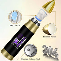 Support Squad Overdose Awareness Bullet Tumbler Purple Ribbon American Flag Graphic