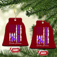 Support Squad Overdose Awareness Ceramic Ornament Purple Ribbon American Flag Graphic
