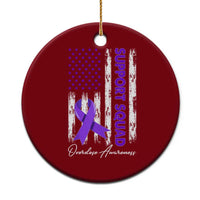 Support Squad Overdose Awareness Ceramic Ornament Purple Ribbon American Flag Graphic