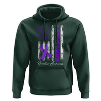 Support Squad Overdose Awareness Hoodie Purple Ribbon American Flag Graphic