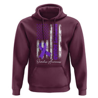 Support Squad Overdose Awareness Hoodie Purple Ribbon American Flag Graphic