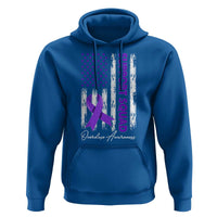 Support Squad Overdose Awareness Hoodie Purple Ribbon American Flag Graphic