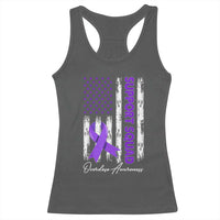 Support Squad Overdose Awareness Racerback Tank Top Purple Ribbon American Flag Graphic