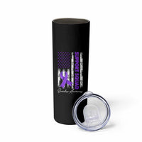 Support Squad Overdose Awareness Skinny Tumbler Purple Ribbon American Flag Graphic
