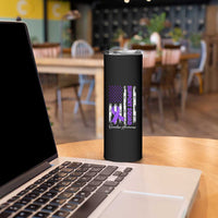 Support Squad Overdose Awareness Skinny Tumbler Purple Ribbon American Flag Graphic