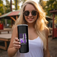 Support Squad Overdose Awareness Skinny Tumbler Purple Ribbon American Flag Graphic