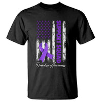 Support Squad Overdose Awareness T Shirt Purple Ribbon American Flag Graphic