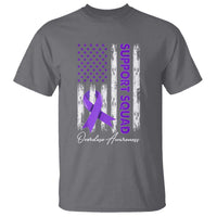 Support Squad Overdose Awareness T Shirt Purple Ribbon American Flag Graphic