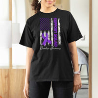 Support Squad Overdose Awareness T Shirt For Women Purple Ribbon American Flag Graphic