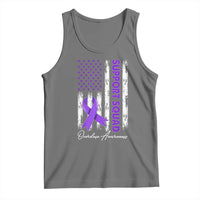 Support Squad Overdose Awareness Tank Top Purple Ribbon American Flag Graphic