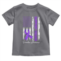 Support Squad Overdose Awareness Toddler T Shirt Purple Ribbon American Flag Graphic