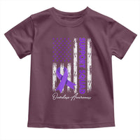 Support Squad Overdose Awareness Toddler T Shirt Purple Ribbon American Flag Graphic