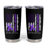 Support Squad Overdose Awareness Tumbler Cup Purple Ribbon American Flag Graphic