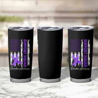 Support Squad Overdose Awareness Tumbler Cup Purple Ribbon American Flag Graphic
