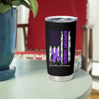 Support Squad Overdose Awareness Tumbler Cup Purple Ribbon American Flag Graphic