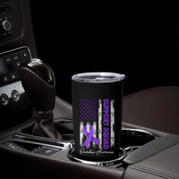 Support Squad Overdose Awareness Tumbler Cup Purple Ribbon American Flag Graphic