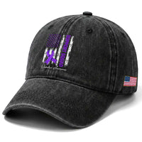 Support Squad Overdose Awareness Washed Cotton Baseball Cap Purple Ribbon American Flag Graphic