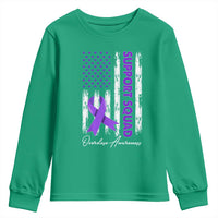Support Squad Overdose Awareness Youth Sweatshirt Purple Ribbon American Flag Graphic