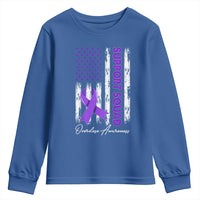 Support Squad Overdose Awareness Youth Sweatshirt Purple Ribbon American Flag Graphic