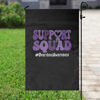 Support Squad Overdose Awareness Garden Flag Purple Ribbon Groovy Typography Graphic
