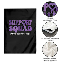 Support Squad Overdose Awareness Garden Flag Purple Ribbon Groovy Typography Graphic