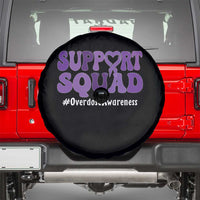 Support Squad Overdose Awareness Spare Tire Cover Purple Ribbon Groovy Typography Graphic