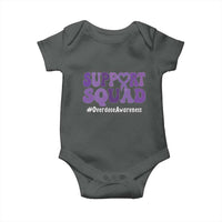 Support Squad Overdose Awareness Baby Onesie Purple Ribbon Groovy Typography Graphic