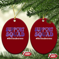 Support Squad Overdose Awareness Ceramic Ornament Purple Ribbon Groovy Typography Graphic