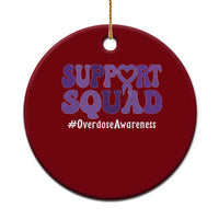 Support Squad Overdose Awareness Ceramic Ornament Purple Ribbon Groovy Typography Graphic