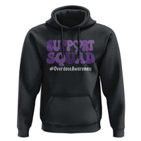 Support Squad Overdose Awareness Hoodie Purple Ribbon Groovy Typography Graphic
