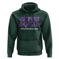 Support Squad Overdose Awareness Hoodie Purple Ribbon Groovy Typography Graphic