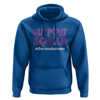 Support Squad Overdose Awareness Hoodie Purple Ribbon Groovy Typography Graphic