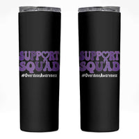 Support Squad Overdose Awareness Skinny Tumbler Purple Ribbon Groovy Typography Graphic