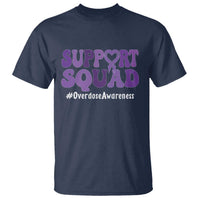 Support Squad Overdose Awareness T Shirt Purple Ribbon Groovy Typography Graphic