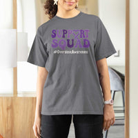 Support Squad Overdose Awareness T Shirt For Women Purple Ribbon Groovy Typography Graphic