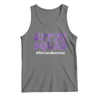 Support Squad Overdose Awareness Tank Top Purple Ribbon Groovy Typography Graphic