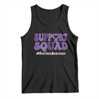 Support Squad Overdose Awareness Tank Top Purple Ribbon Groovy Typography Graphic