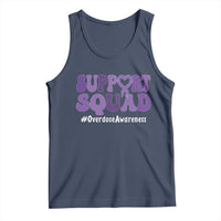 Support Squad Overdose Awareness Tank Top Purple Ribbon Groovy Typography Graphic