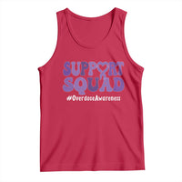 Support Squad Overdose Awareness Tank Top Purple Ribbon Groovy Typography Graphic