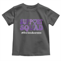Support Squad Overdose Awareness Toddler T Shirt Purple Ribbon Groovy Typography Graphic