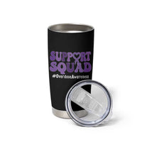 Support Squad Overdose Awareness Tumbler Cup Purple Ribbon Groovy Typography Graphic