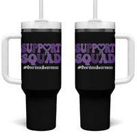 Support Squad Overdose Awareness Tumbler With Handle Purple Ribbon Groovy Typography Graphic