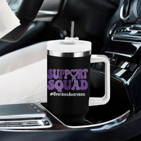 Support Squad Overdose Awareness Tumbler With Handle Purple Ribbon Groovy Typography Graphic