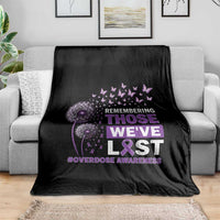 Overdose Awareness Throw Blanket Remembering Those We Have Lost Dandelion Purple Ribbon Memorial
